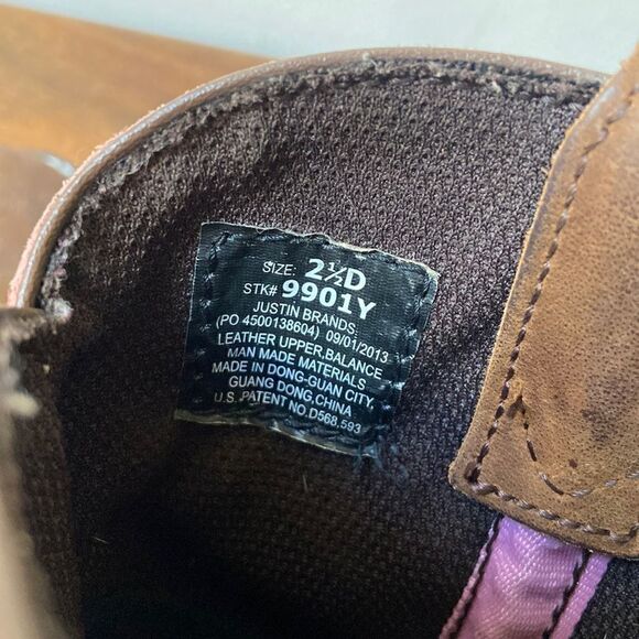 Justin Girl Gypsy Pink Boot Size 2.5 D - Picture 8 of 10